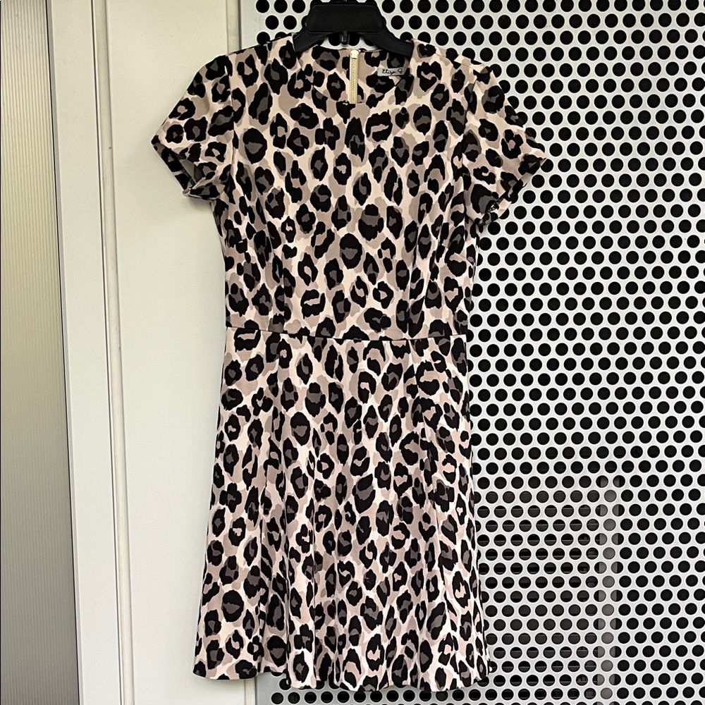 Eliza J Black and Tan Leopard Print Mini Dress